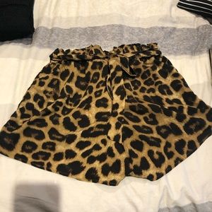 Paper Bag Leopard Print Shorts w Belt